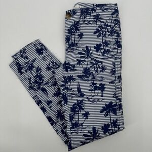 Vineyard Vines Pants Womens 00 Blue White‎ Palm Tree Stripe Sailboat Stretch